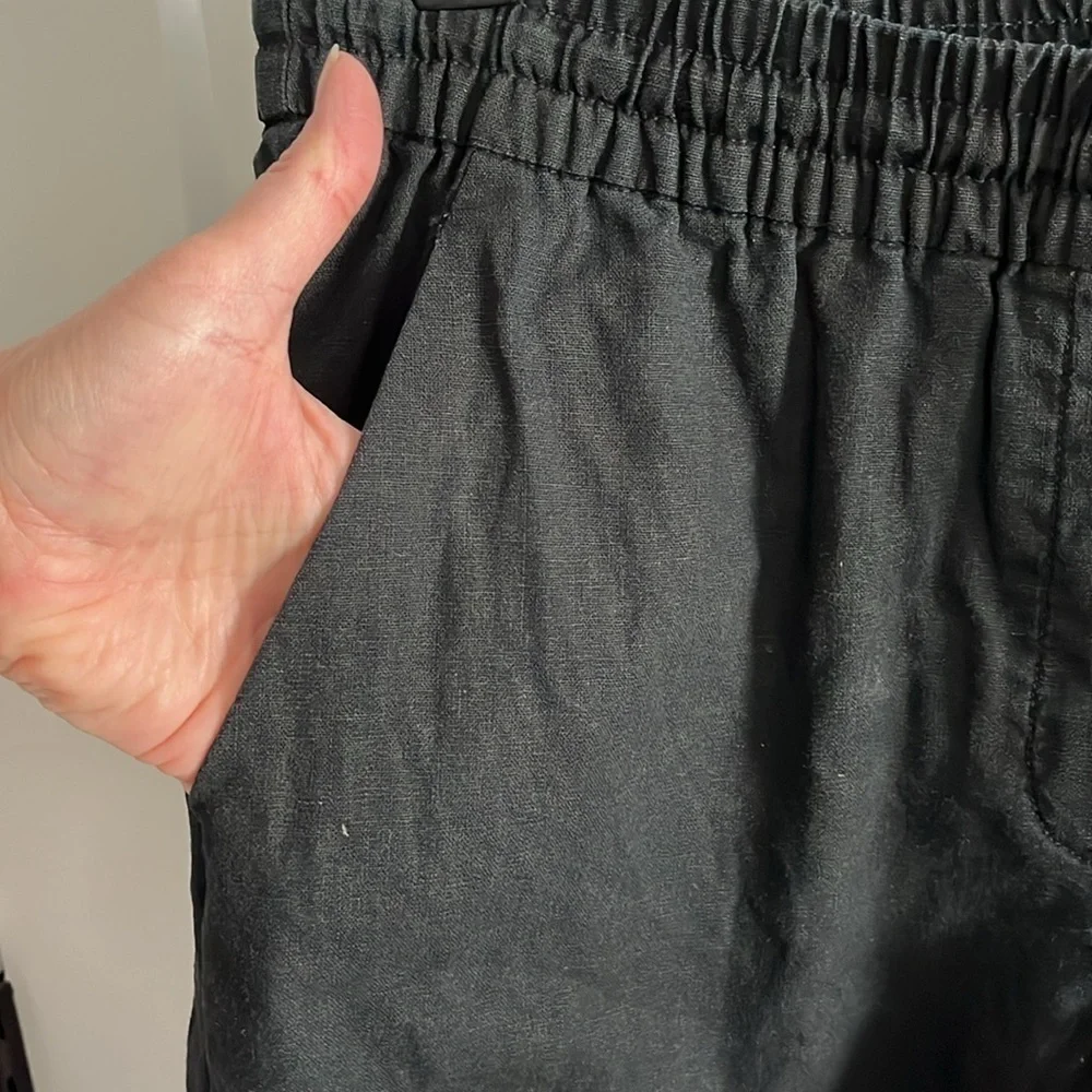 J Crew Linen Pull On Pants Black Size 10